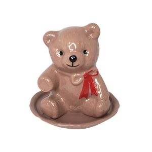 VTG Korea CDP Teddy Bear Planter Vase Handcrafted Ceramic Clay Brown Kitschy